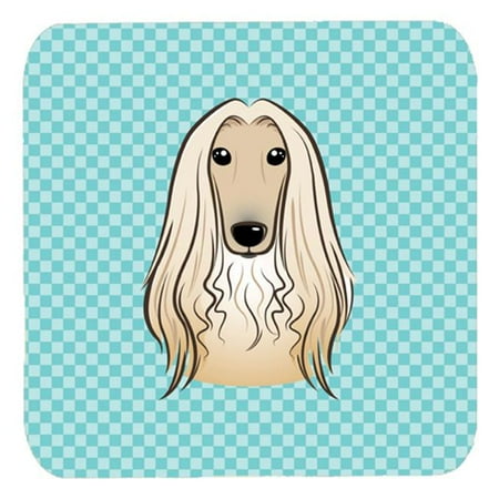 

3.5 x 3.5 In. Checkerboard Blue Afghan Hound Foam Coasters Set Of 4