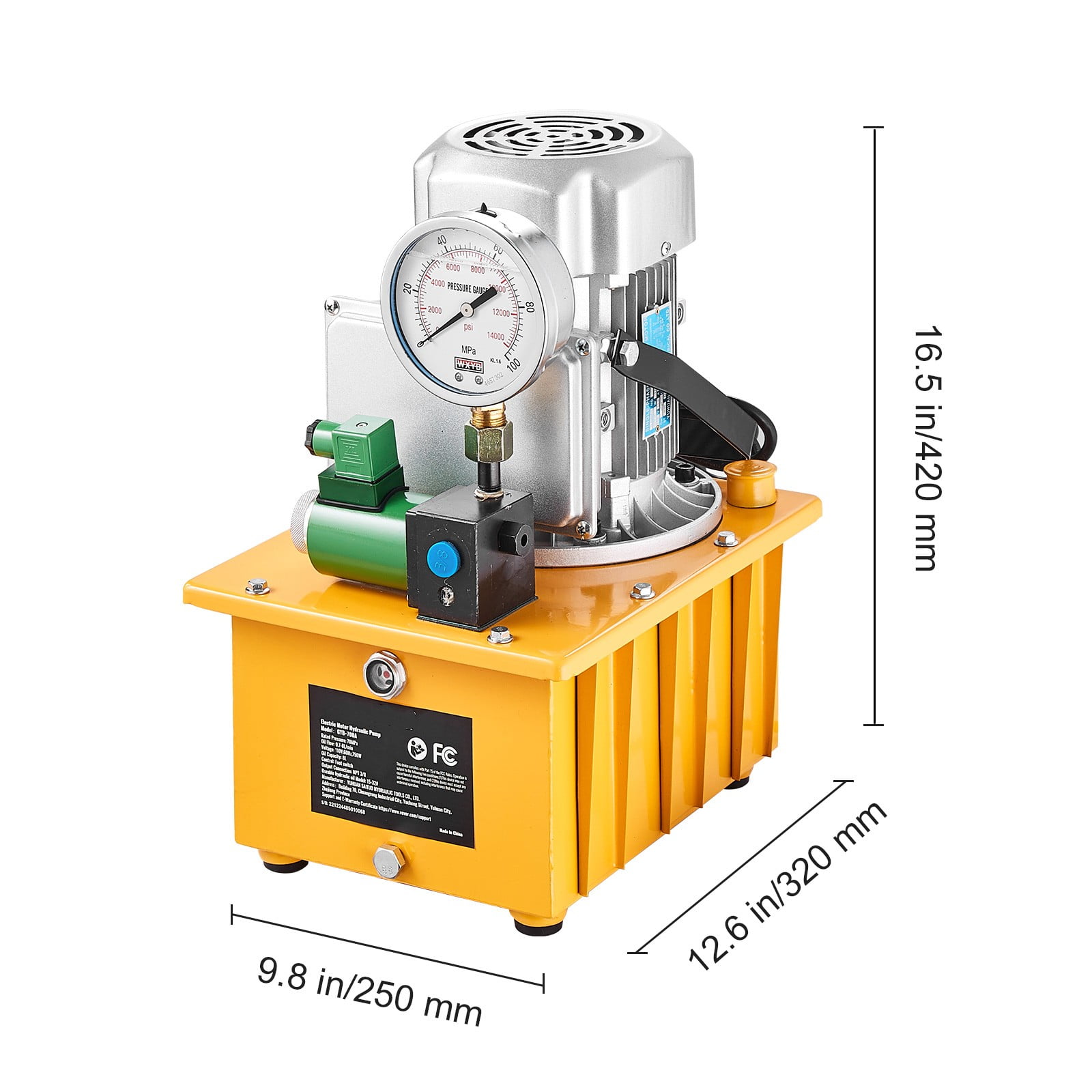 BENTISM Electric Hydraulic Pump Single Acting Oil Pump 10000 PSI 8L Manual Valve