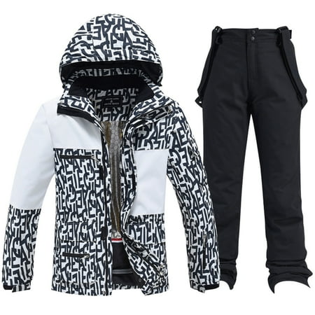 CONZONE Mens Ski Suits Casual Men s Snowboarding Set Fashion Graphic Windproof Jacket Pants Thick Skiing Suit for Men Warm Thermal Winter Snowsuits