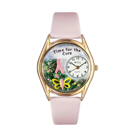 Whimsical Watches Womens C1110002 Classic Gold Time For The Cure Pink Leather And Goldtone Watch