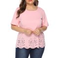 thumbnail image 3 of Qarigey Blusa de mujer Camiseta de manga corta con cuello Camiseta suelta informal para niña Prendas para la parte del cuerpo Rosa 3XL, 3 of 7