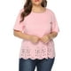 thumbnail image 3 of Qarigey Blusa de mujer Camiseta de manga corta con cuello Camiseta suelta informal para niña Prendas para la parte del cuerpo Rosa 3XL, 3 of 7