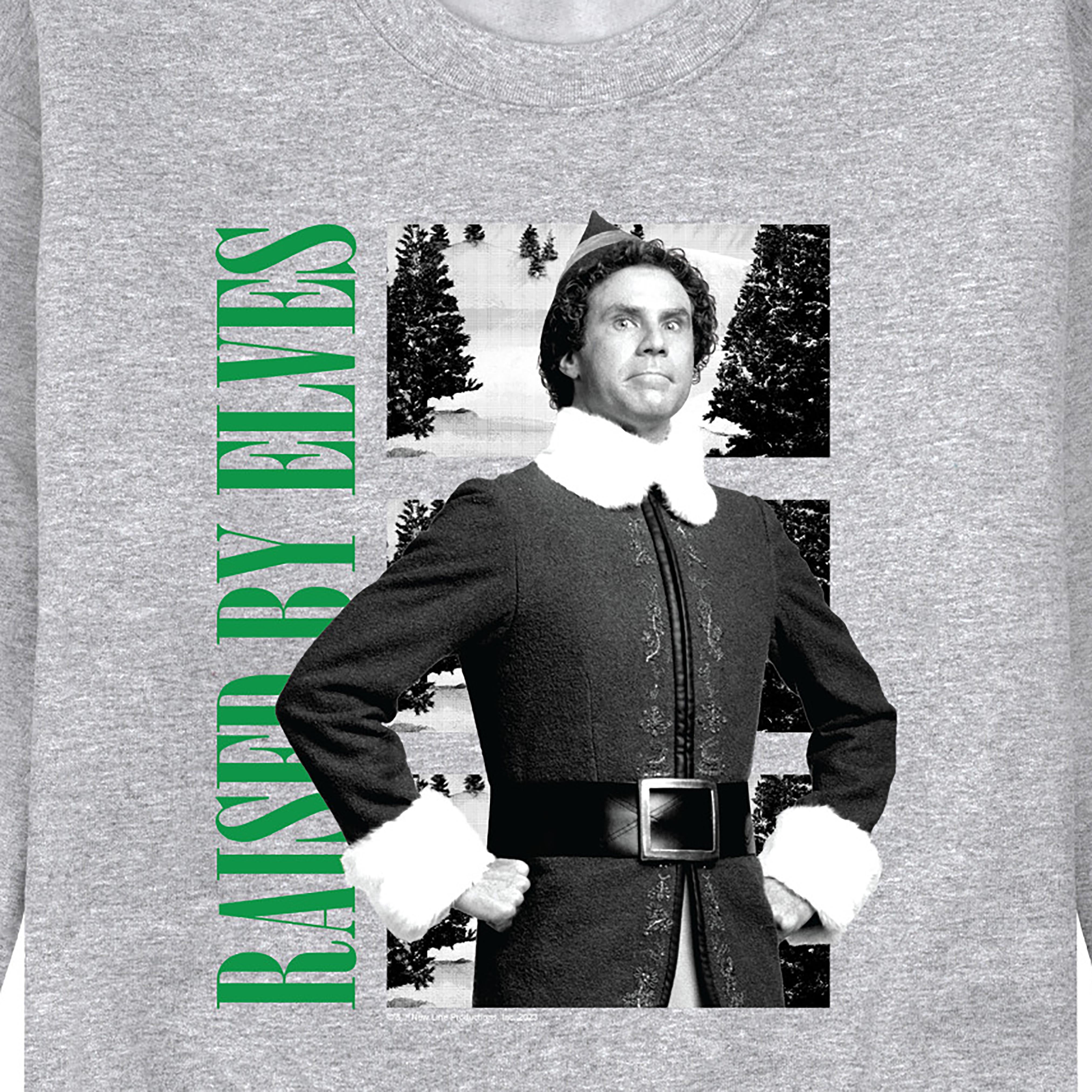 ELF - Christmas Raised By Elves  - Men's Crew Neck Fleece Pullover