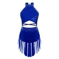 thumbnail image 1 of inhzoy Robe de Patinage Artistique Sans Manches pour Filles, Danseuse Contemporaine, Bleu 16, 1 of 5