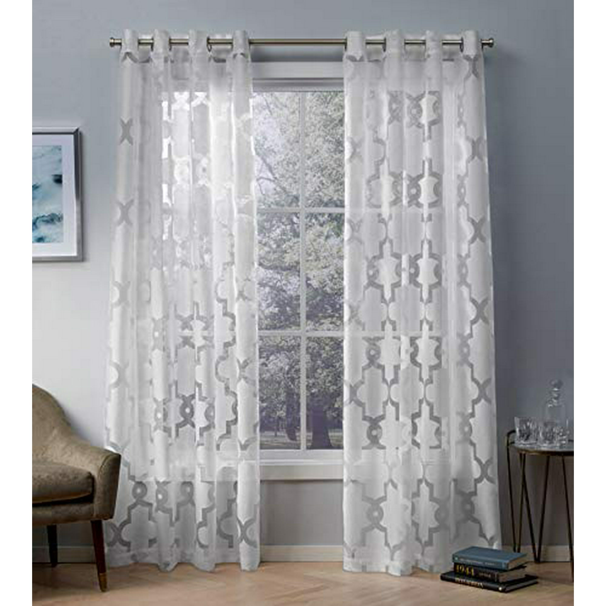 Exclusive Home Curtains Essex Geometric Sheer Burnout Window Curtain Panel Pair With Grommet Top 52x96 Winter White 2 Piece Walmart Canada