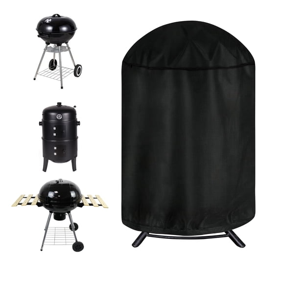 Round Grill Cover for Outdoor BBQ Grill Covers Dome Smoker Cover Waterproof with Drawstring for Outdoor Barbecue Charcoal Kettle Grills Covers for Weber Outside Air Compressor Chiminea