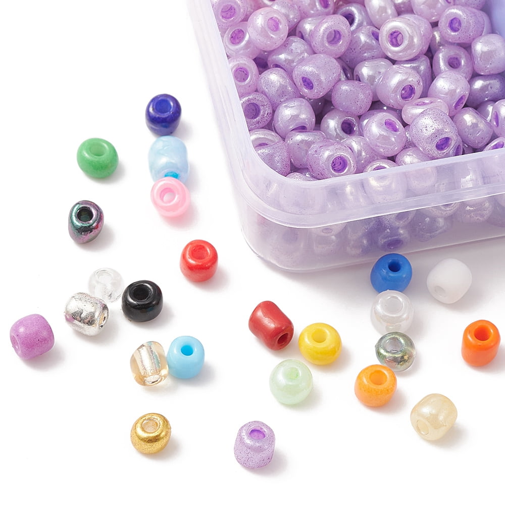 1Box 420G 28 Style 6/0 Glass Seed Round Beads Baking Paint & Inside Colours & Opaque & Ceylon Mixed Color 4~5x3~5mm Hole: 1.2~1.5mm 15g/style