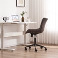 thumbnail image 5 of YOUNIKE Modern Office Chair with Wheels Adjustable Ergonomic Desk Task Chair in Mid-Back Brown PU Design, 5 of 9