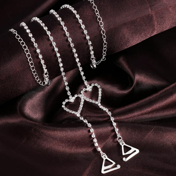 WHAMVOX Bling Crystal Rhinestone Decorative Bra Straps for Strapless Bra Use Silver Adjustable Length Fits Most Women