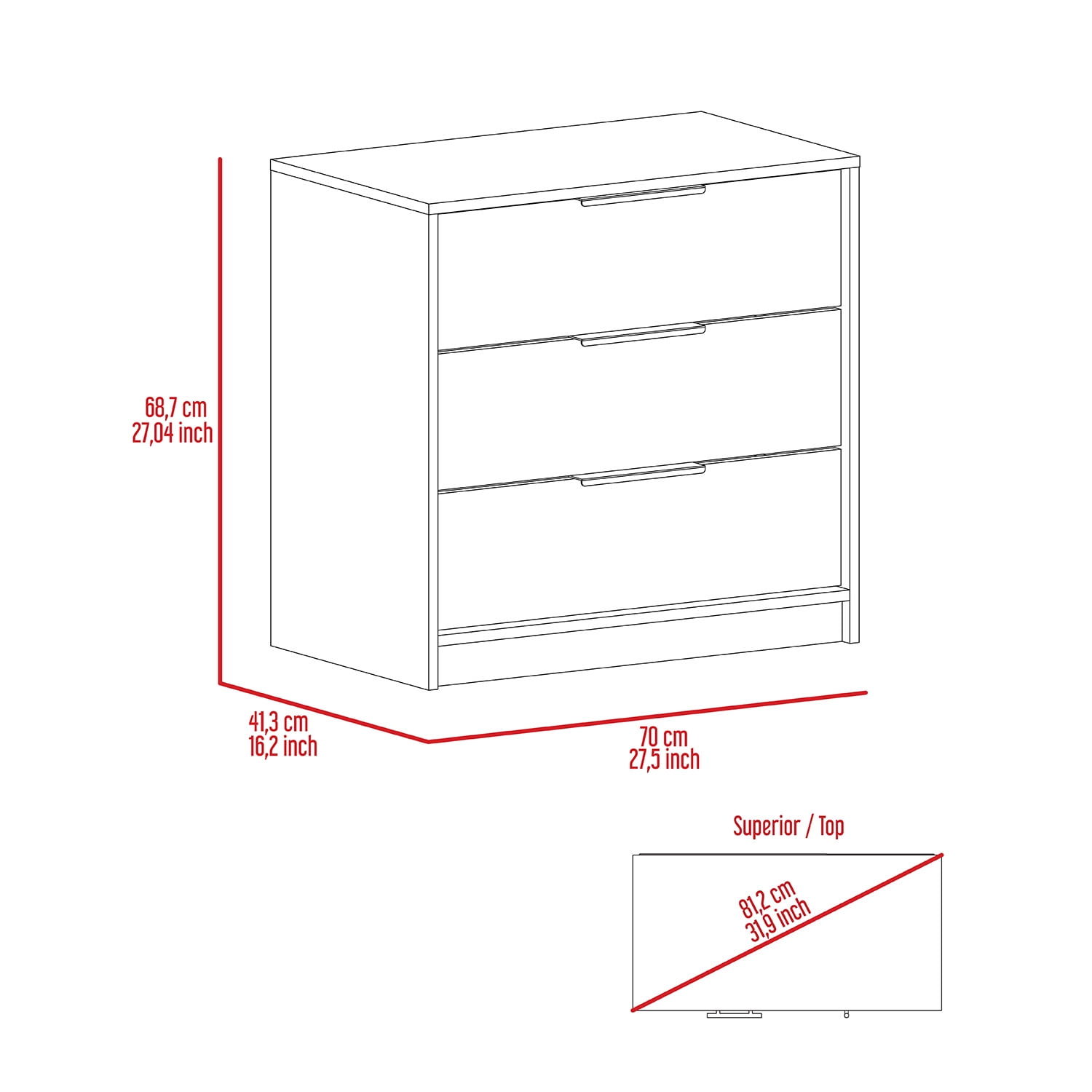 Kadyn 16.3" 3 Drawers Dresser, Chest of Drawers for Living Room, Black Particle Board Nightstand Kadyn 16.3" 3 Drawers Dresser, Chest of Drawers for Living Room, Black Particle Board Nightstand