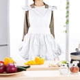 thumbnail image 2 of Delantal de algodón con dobladillo con volantes de princesa, cintura ajustable, delantal blanco para mujer y niña, 2 of 9