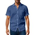 thumbnail image 6 of REZUOFI Mens Linen Short Sleeve Lapel T Shirt Solid Pocket Breathable Casual Loose for Summer Sports Daily, 6 of 8