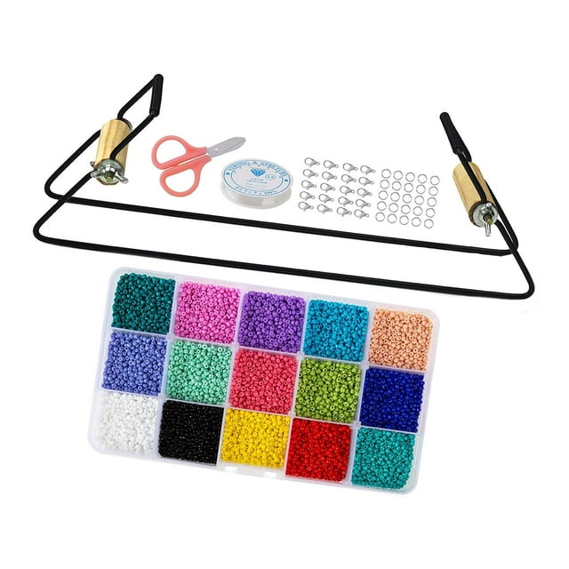 Kit de telar cuerda elástica, , broches de langosta, tijera anillos abiertos de joyería Zulema telar de cuentas