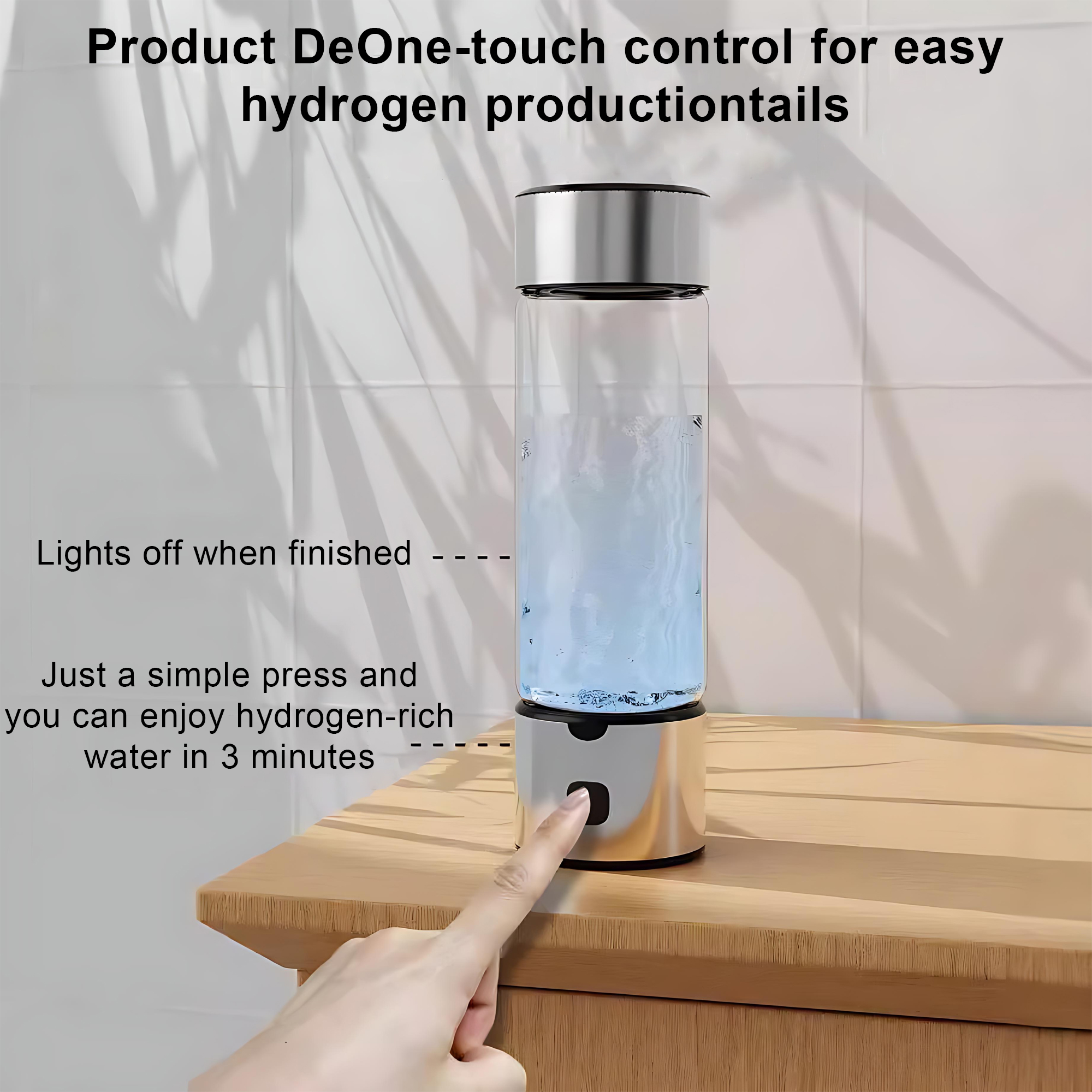 INSMART Hydrogen Water Bottle, 16 Oz Portable Rechargeable Hydrogen Water Generator, SPE & PEM Technology, 1500 PPB in 3 Minutes, Silver
