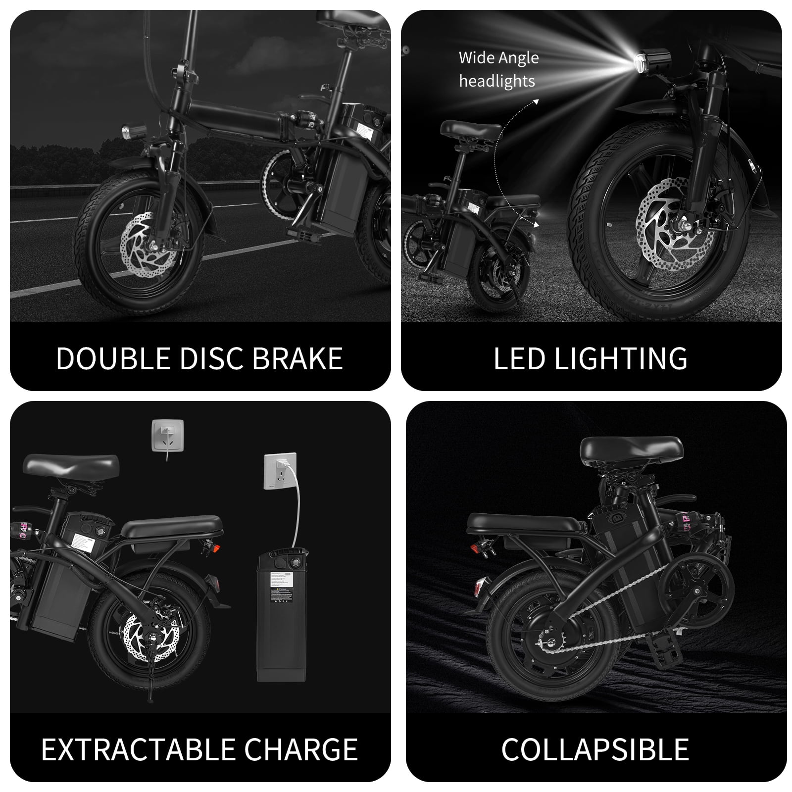 X-BURNER 14"Electric Folding Bike,48V 10.4Ah Battery,400W Powerful Motor Foldable EbIke,20MPH,30 Miles Electric Bicycles for Adults,UL 2849