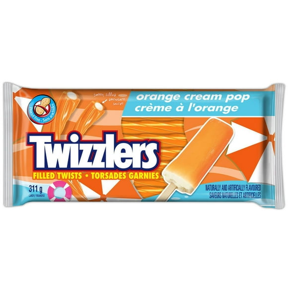 TWIZZLERS Orange Cream Pop Filled Twists Candy, 311g