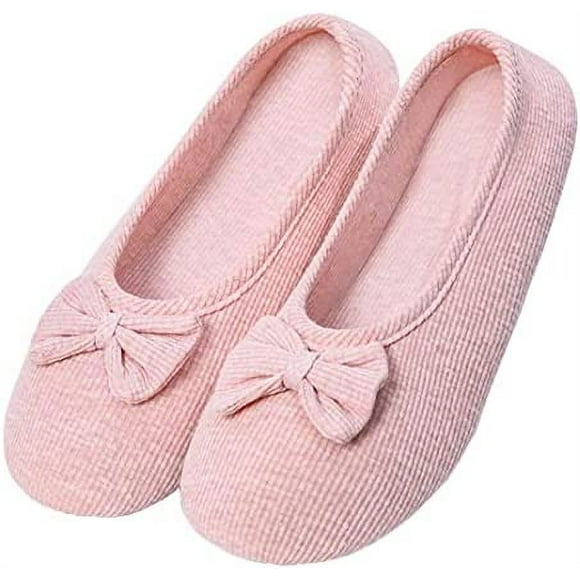 Women's Ballet Flats Hard Sole Women's Slippers Comfortable Women's Slipper Summer Winter Slippers Closed Slippers, Cotton, Ballerinas for Women(36-37 24CM)