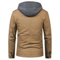 thumbnail image 3 of Chrisuno Men's Light Hooded Coat Cotton Military Casual Stand Collar Windbreaker Field Army Jacket Khaki L, 3 of 5