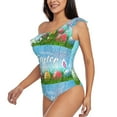 thumbnail image 2 of Easygdp Happy Easter Women's One Shoulder Ruffle Monokini Bathing Suits with Removable Chest Pad, Quick Drying - X-Large, 2 of 8