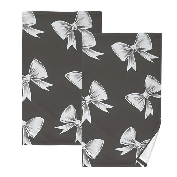 Ryvnso Bow Cotton Hand Towels Sets Face Towel 2 PCs Bathroom Decorative