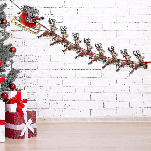 Banderines navideños reutilizables de primera calidad - Liquidación de venta de decoraciones navideñas - Decoraciones navideñas de Papá Noel y renos, Banquete navideño