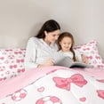 thumbnail image 4 of Erosebridal Pink Coquette Bow Kids Twin Comforter Sets,Football Sport Ball Games Bedding Set For Soccer Girls,Pink Reversible,2pcs, 4 of 7