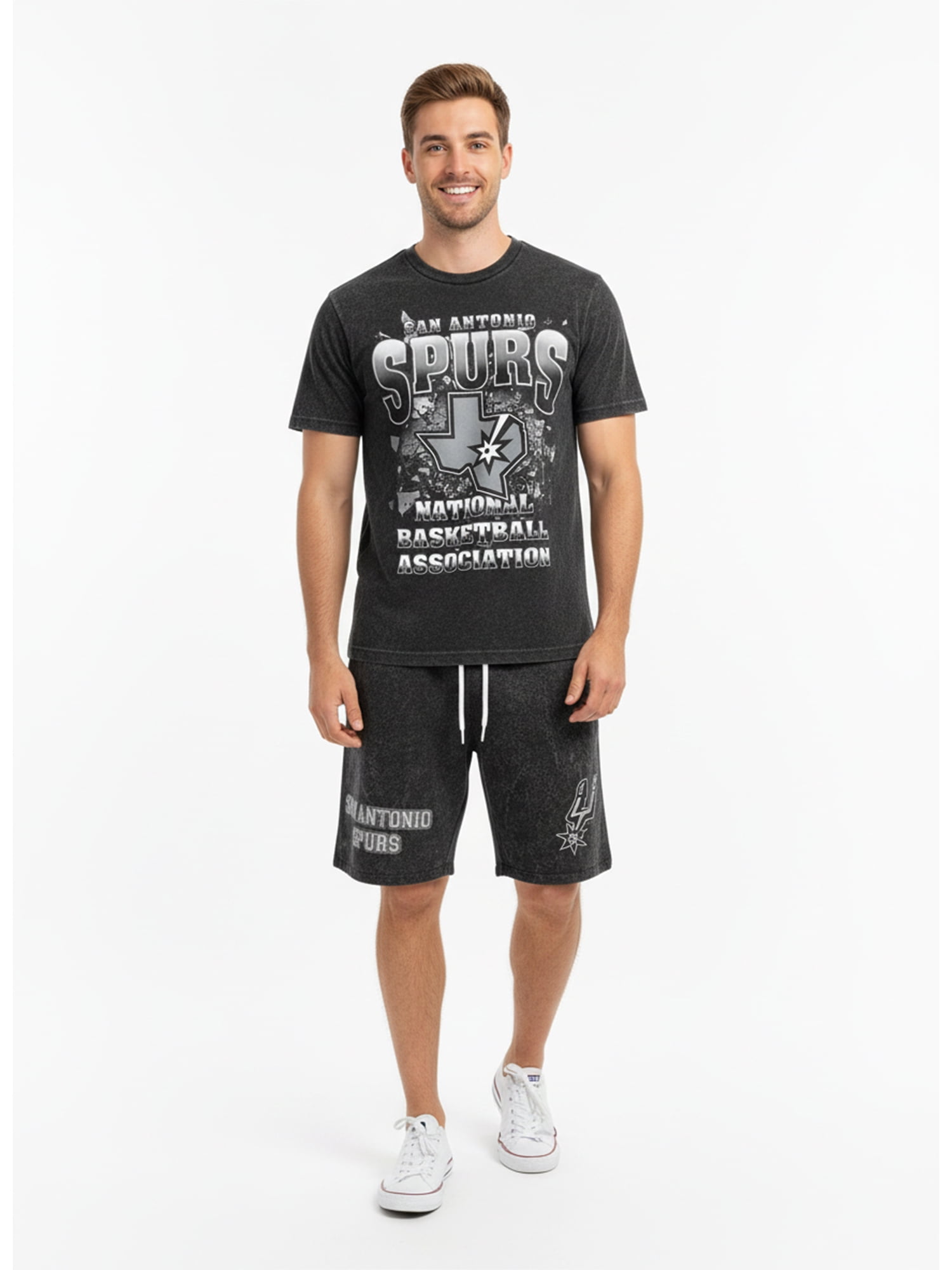 NBA San Antonio Spurs Men's & Men's Big and Tall Mineral Wash Graphic Shorts, Sizes XS–5XB