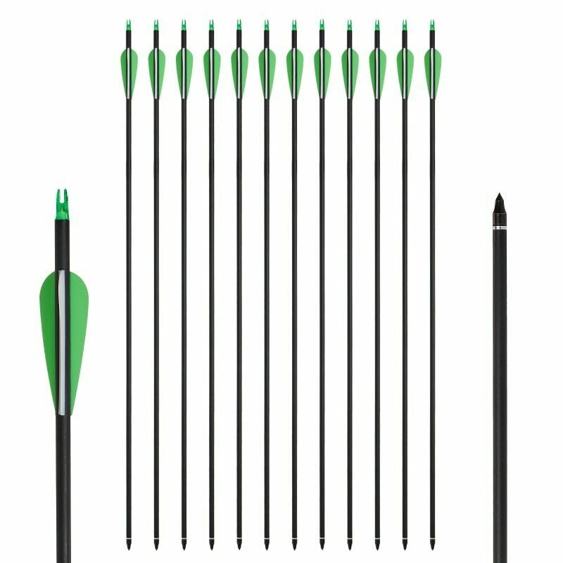 26" Carbon Hunting Practice Arrows Removable Tips for Compound Recurve Bow 12X 
