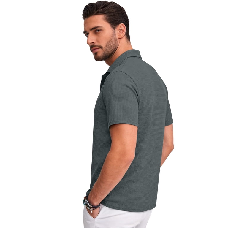 Eltusu Men's Polo Shirts Short Sleeve, Breathable Quick Dry Solid