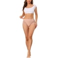 thumbnail image 2 of Unique Bargains Women's Plus Size Laser Cut Mesh High Rise Brief Stretchy Underwear Pink L, 2 of 6
