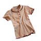 thumbnail image 3 of Camisa de punto Mujer Verano con volantes Manga corta Cuello de muñeca Casual Top, Albaricoque Advancent AP001288-04B, 3 of 7