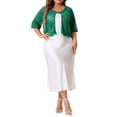 thumbnail image 2 of Agnes Orinda Women's Plus Size Sheer Floral Lace Open Front Shrug Elegant Cardigans 2X Green, 2 of 6