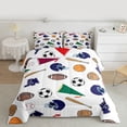 thumbnail image 2 of Homewish Rugby Helmet Queen Comforter Set,Ball Sport Game Bedding Sets,White Brown Blue Bedding Comforter Set For Boys Teens,Luxury Bedroom Decor Reversible,3 Pieces, 2 of 8