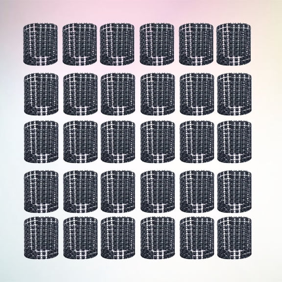 Luxshiny 30-Pack Black Napkin with 8-Row Rhinestones for Wedding, Party, and Celebration Table Decor