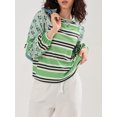 thumbnail image 4 of SUNSIOM Chandails Amples pour Femmes à Rayures Contrastées Imprimé Floral Manches Longues Pulls Décontractés Printemps Automne, 4 of 6