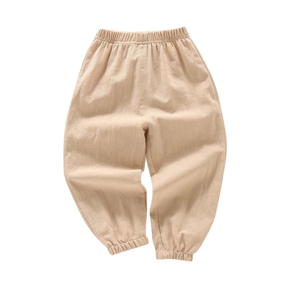 fatyb Unisex Kids Long Bloomers Elastic Waist Girls Boys Cotton Pants Lightweight Loose Casual Pants