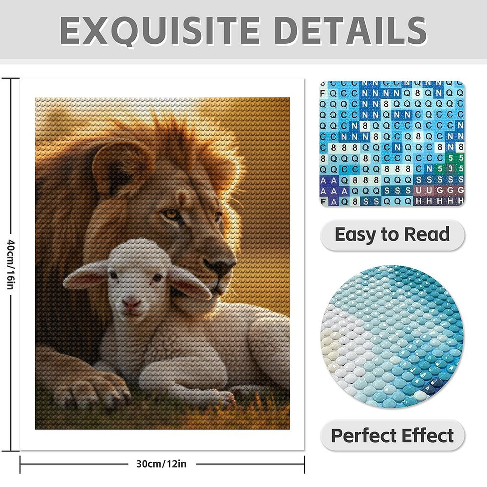 Diamond Art Kits for Adults - 5d Lion And Lamb Peaceful Moment Diamond Painting for Adults, Diamond Art for Adults Beginners, Diamond Painting Kits for Adults for Home Wall Decor