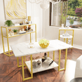 thumbnail image 6 of LinkRomat 3-Pieces Living Room Table Sets, Faux Marble Rectangular Table with 2 End Tables, Modern Coffee Table Sets for Small Space, Apartment, 6 of 7