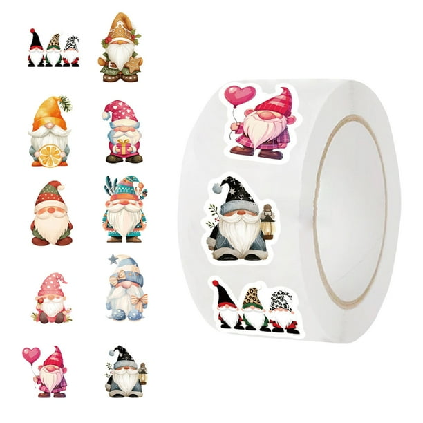 Pegatinas navideñas, decoraciones festivas, pegatinas de enanos, etiquetas autoadhesivas, sobres decorativos, pegatinas para sellar, 500 hojas por rollo