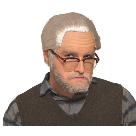 Old Man Wig Adult Grey Halloween Grandpa Slicked Back Style