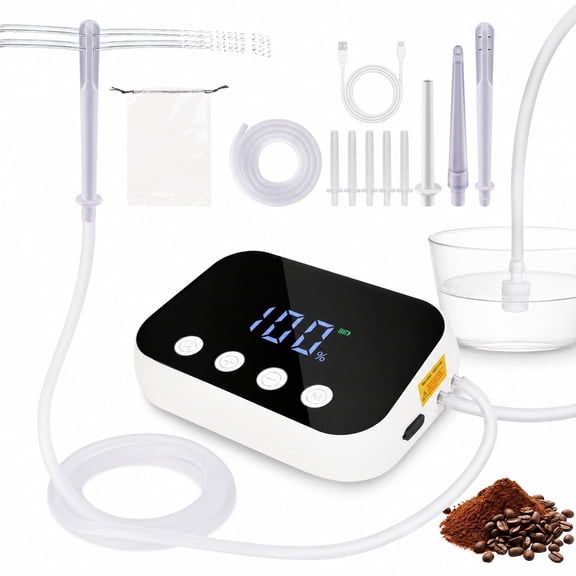 Electric Enema Kit for Men & Women – 100-Level Adjustable Water Pressure Colon Cleanse System with LCD Display, 8 Nozzles, Storage Bag, Coffee Enema & Detox Support