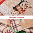 thumbnail image 7 of Smuge Christmas Quilt Sets King Size Reindeer Bedding Sets Elf Snowflake Wreath Bedspread Lightweight Coverlet with 2 Pillow Shams, Red Khaki, 7 of 7