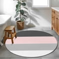 thumbnail image 3 of Round Rugs 3Ft, Pink Grey Striped Round Area Rug Washable Indoor Throw Carpet, Farmhouse Modern Small Non Slip Circle Rug for Bedroom Living Room Home Decor Aesthetic, 3 of 8