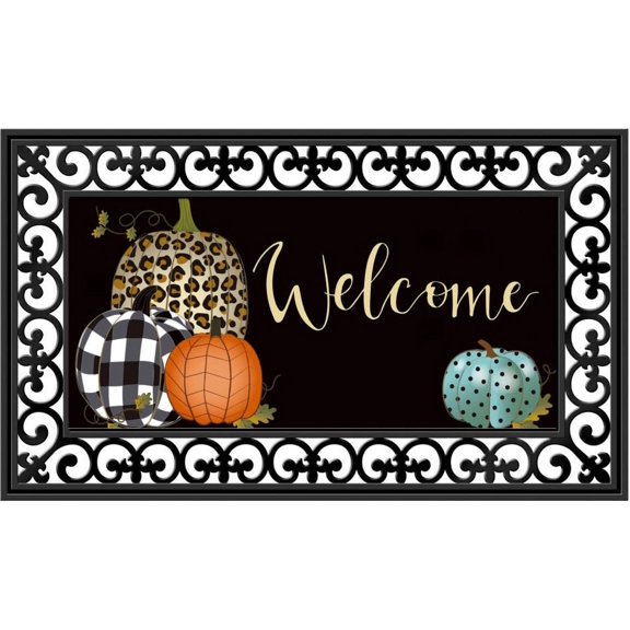 Evergreen Flag Seasonal Sassafras Interchangeable Mat and Tray Mixed Print Pumpkins