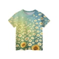 thumbnail image 3 of Grblisyd Girls Shirts Kids Cute Daisy Print Summer Tops Casual Loose Short Sleeve Crewneck Tees 10-12 Years, 3 of 4