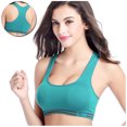 thumbnail image 2 of Large Sports Bras for Women Seamless Stretch Sport Bra Padded Bralettes Tank Workout Gym Yoga Vest V-Neck Back-Smoothing Bra Feature Hook and Eye Closure Longline Bra Style Y-459 , Sky Blue M, 2 of 8