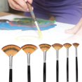 thumbnail image 3 of Pincel de pintura de pelo de nailon con mango de abedul en forma de abanico para gouache, acuarela, dibujo, suministros de arte (6 piezas), 3 of 10