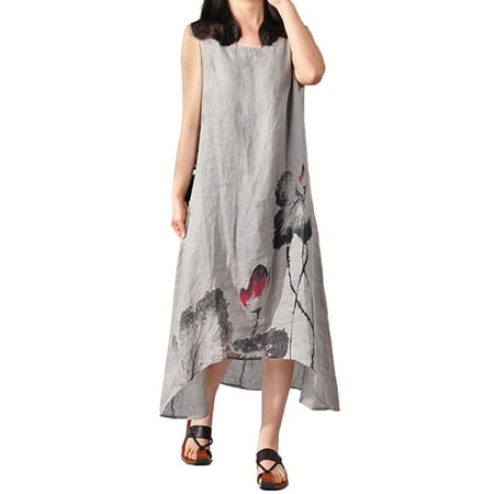 - Dresses for Women Vintage Floral Asymmetrical Hem Dress