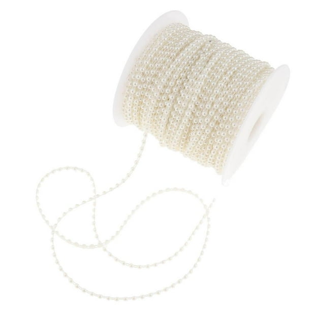 Cadena de de perlas semiredondas de 50 m, hilo de guirnalda, ropa para el hogar, decoración DIY, Beige Colcomx perlas de media cadena de perlas