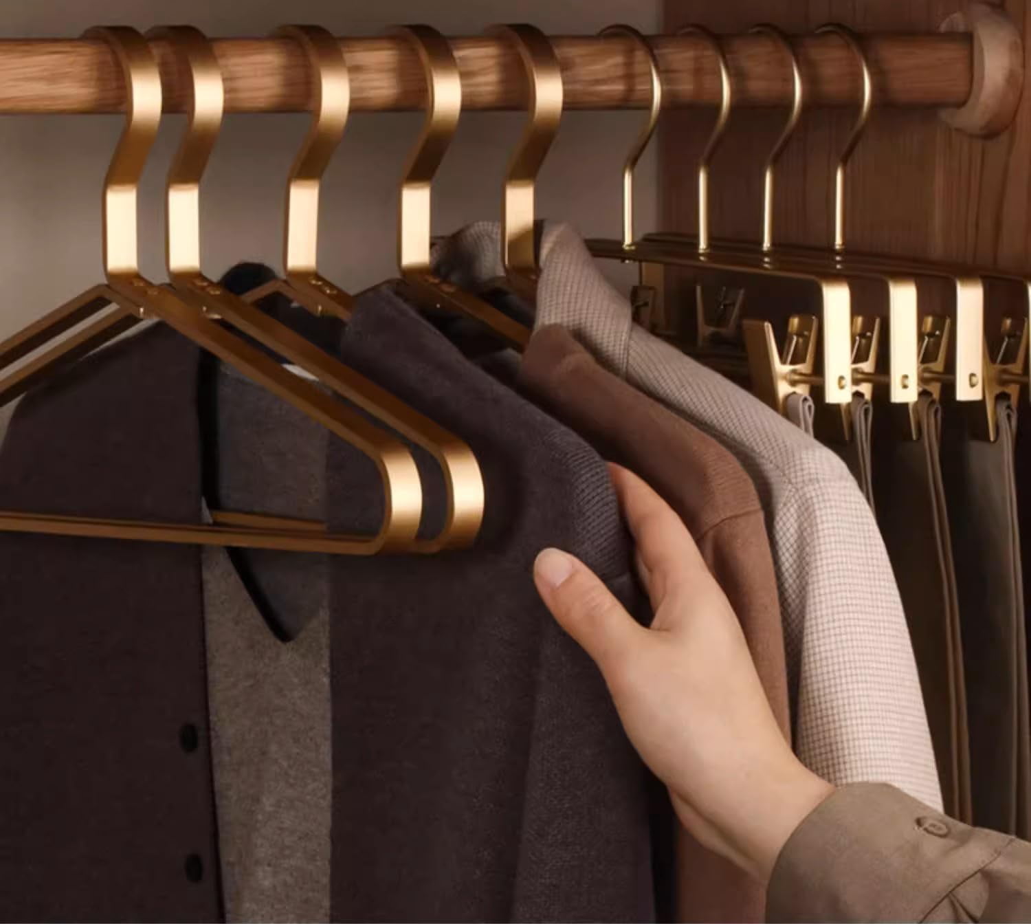 Premium Matte Gold Aluminum Coat Hanger,  Smooth Durable Metal Shirt & Dress Hangers, Clothing Support Hanger